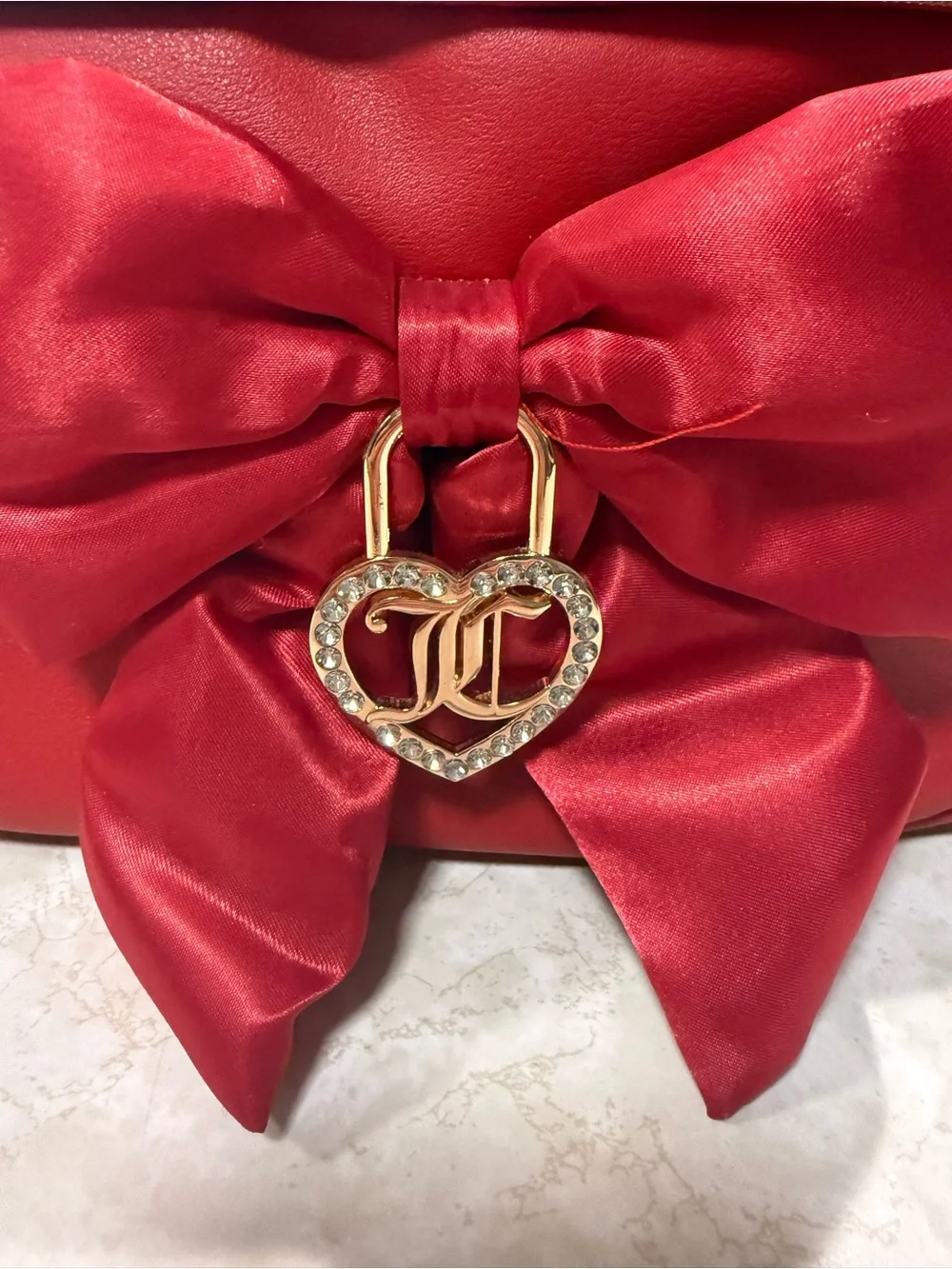 Juicy Couture Red Bow-Accent Women's Handbag with Heart Charm